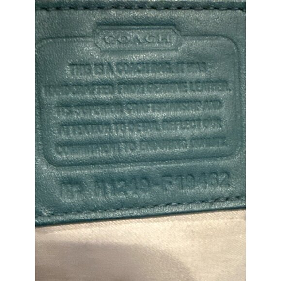 COACH GALLERY EMBOSSED PATENT LEATHER TOTE SHOULDER BAG F19462 TEAL GOOD  CON - Picture 7 of 7